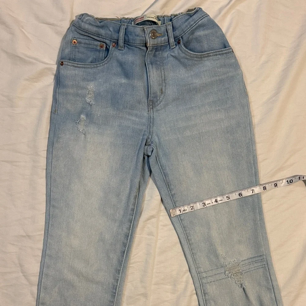 Levi Strauss Distressed Straight Leg Jeans Heritage High-Rise Girls 14 Reg